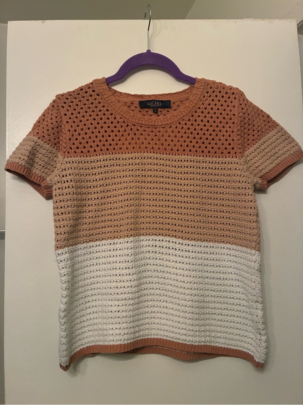 Rachel by Rachel Roy chunky open knit light sweater crochet knit M